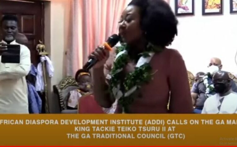 King of Accra, Nii Tackie Teiko Tsuru, receives the African Diaspora Development Institute clip haiti